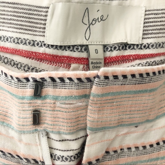 JOIE Merci Linen striped Shorts SZ 0 front zip - Picture 3 of 9